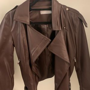 Deep burgundy ‘leather’ jacket